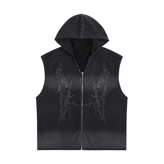 Blvck Briar Sigil Vintage Washed Zip-Up Hooded Tank Top