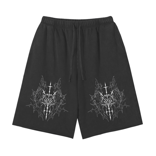 Blvck Briar Sigil Scattered Edge Vintage Washed Shorts