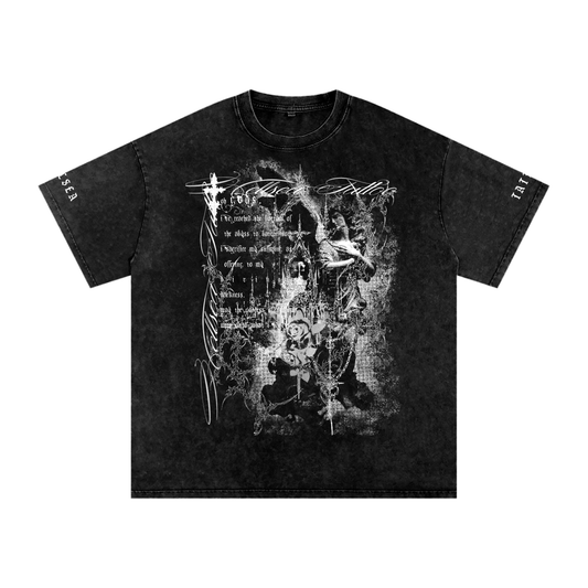 Des-Prayer Black Snow Washed T-Shirt
