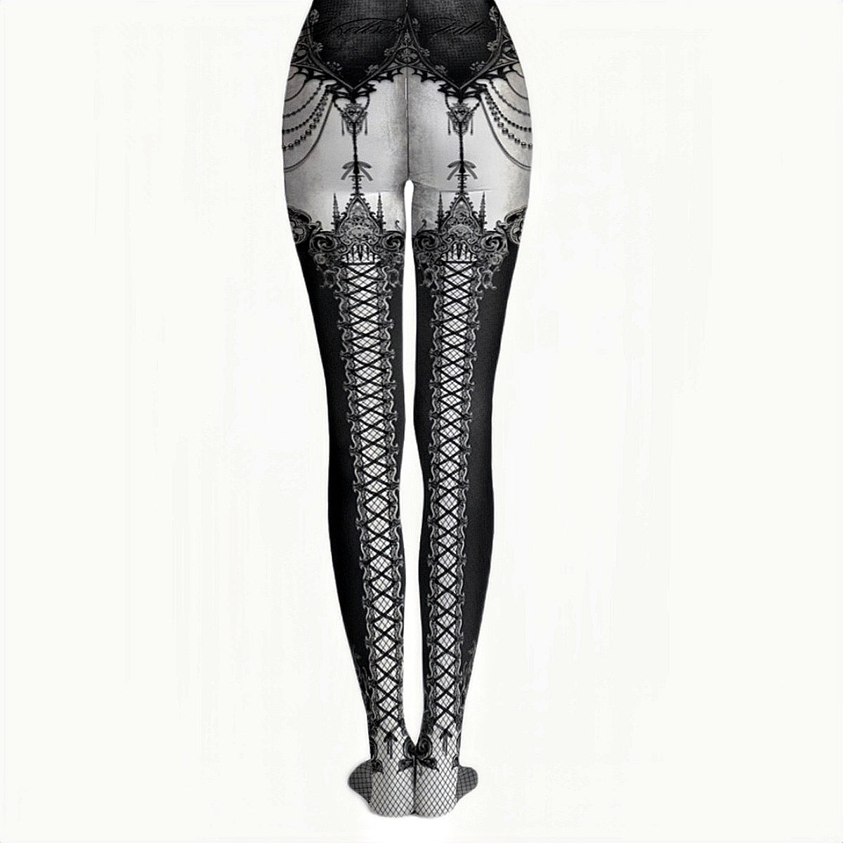Élise Illustrated Tights Monochrome
