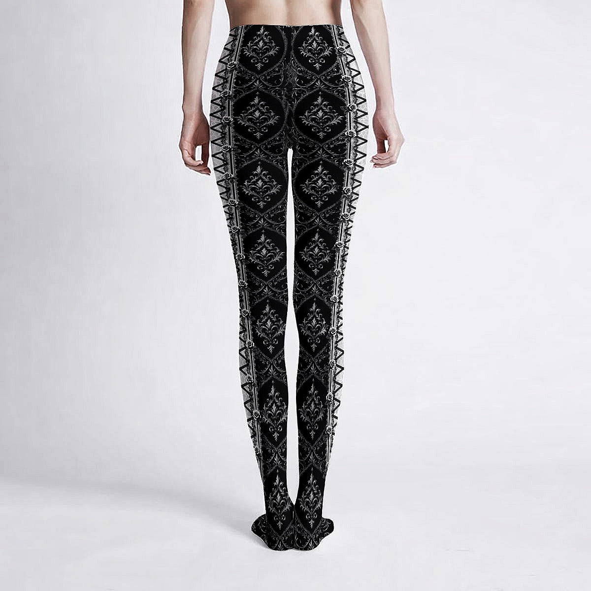 Damask Graphique Lace up Tights