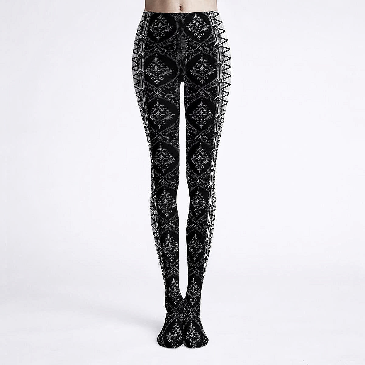 Damask Graphique Lace up Tights