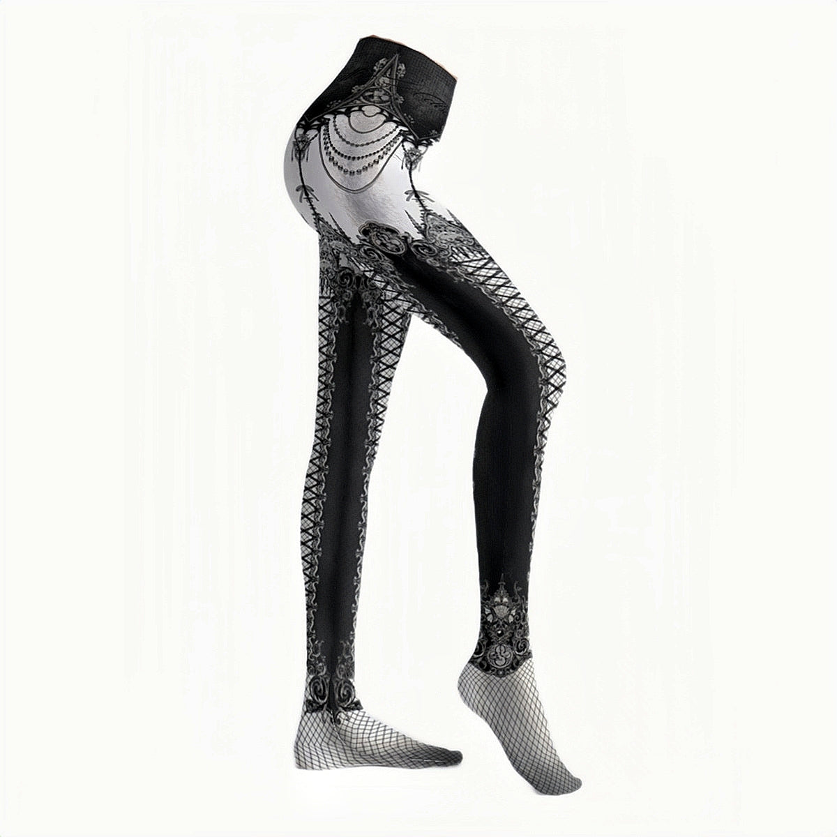 Élise Illustrated Tights Monochrome